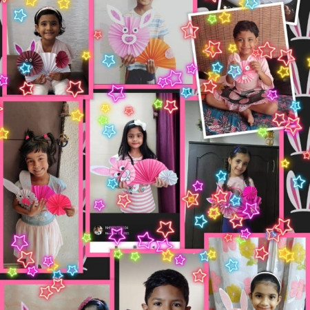 Pink Colour Day And Pan Fold Bunny Activity (Sr.kg)